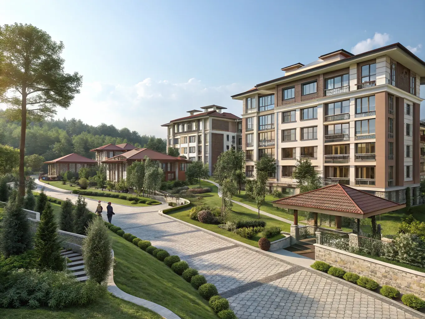 A modern apartment complex in a bustling Indian city, symbolizing real estate investment opportunities.
