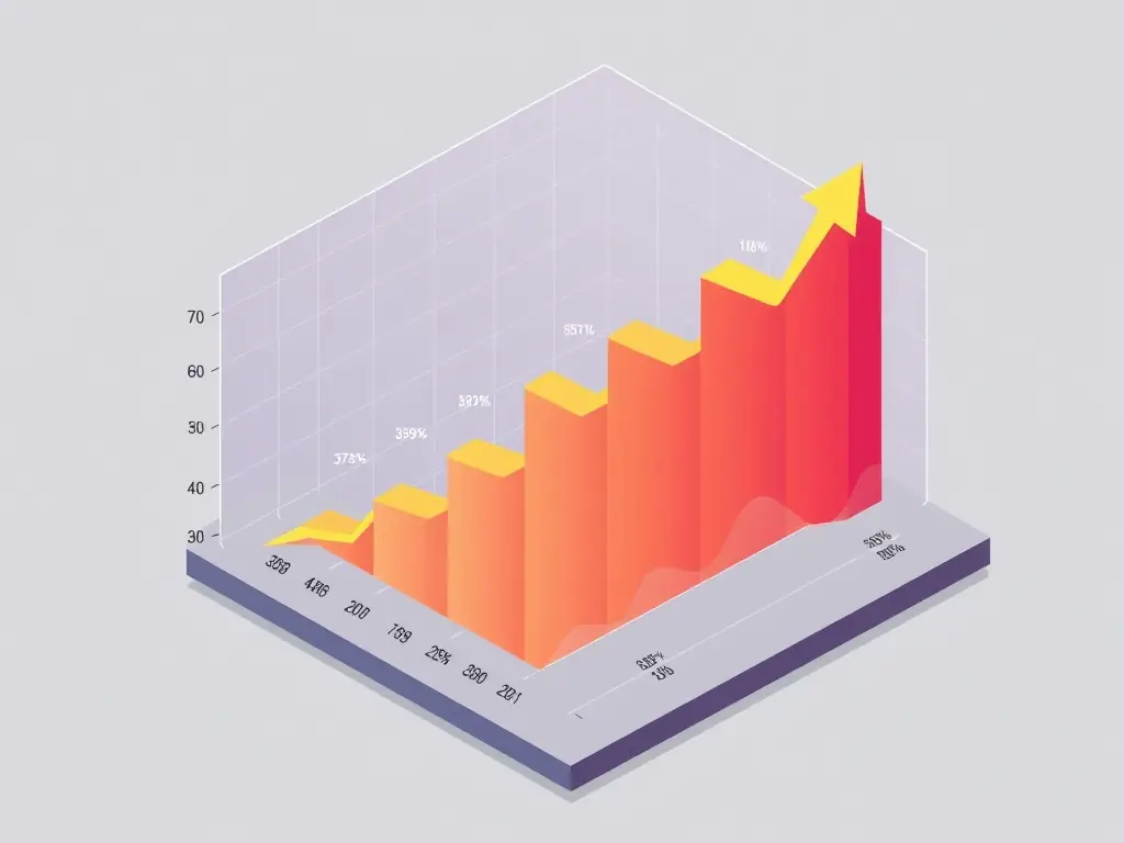 A graph showing the growth of investments over time, with a focus on long-term gains and the power of compounding.